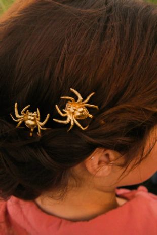 Halloween broche araignée épingles à cheveux or halloween cheveux clips goth araignées cheveux clip halloween costume accessoires araignée pinces à cheveux