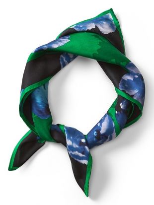 Vibrant Floral Small Square Silk Scarf