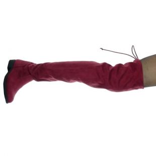 Chaussure Mode Cuissarde  souple femme lacets Talon haut bloc 6.5 CM   Bordeaux