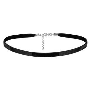 Collier Longueur Réglable: 29 à 34 cm Ruban Choker Velours Noir 6 mm Argent 925