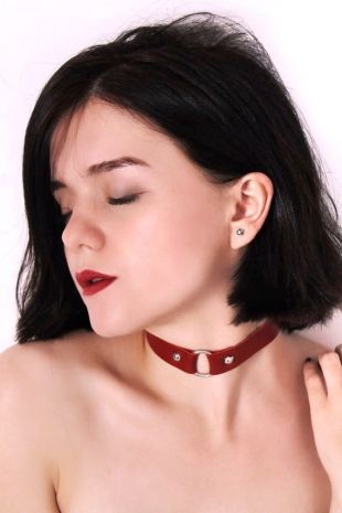 RAS de cou, tour de cou, collier, collier, RAS de cou rouge, collier cuir, collier en cuir, o ' Ring collier, RAS de cou rouge, collier Kitty en cuir