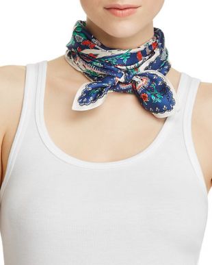 Botanical Print Silk Square Scarf