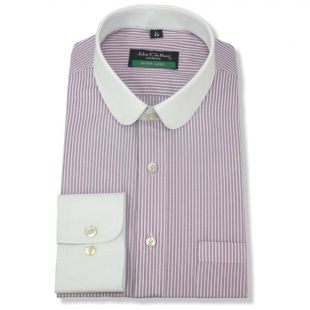 Mens Penny collar Bankers shirt Stripes Checks Round Club collar Easy Iron Gents  | eBay