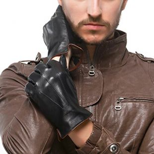 Nappaglo l'écran tactile les gants de cuir véritable hiver chaud nappa conduite mittens avec garniture de pur cachemire