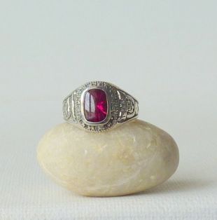 Sterling Silver North Central High School Class grenat bague taille 6,1977 Graduation anneau en argent 925 l’obtention du diplôme chevalière, unisexe argent Sterling
