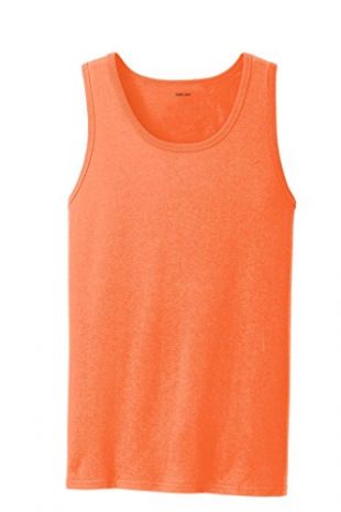 Joe's USA(tm) - Soft 100% Cotton Tank Top-NeonOrange-3XL
