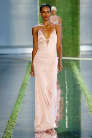Cushnie pink satin dress Spring 2019 Ready To Wear Collection