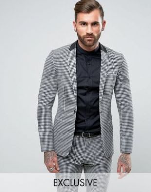 Religion - Super Skinny Suit Jacket In Gingham at asos.com