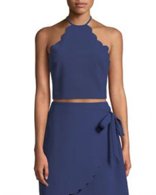 Likely Reeves Scalloped Halter Neck Crop Top