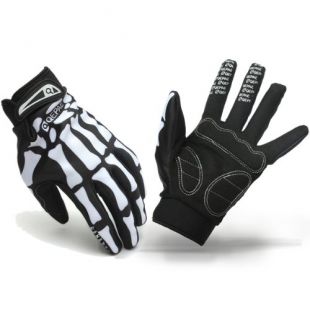 Gants doigt Hommes Cyclisme vélo Course Moto Squelette Goth os crâne complet L blanc
