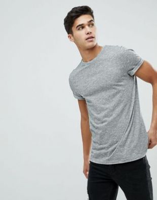 ASOS T Shirt In Twisted Jersey Textured Fabric With Roll Sleeve at asos.com