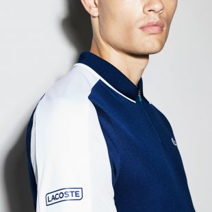 Polo col zippé Tennis Lacoste SPORT en piqué technique à bandes contrastées