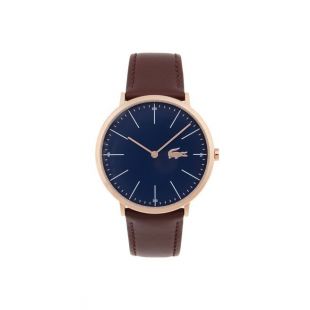 Montre Moon Homme Ultrafine avec Bracelet Marron en Cuir