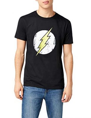 Cid The Flash-Logo T-Shirt, Noir (Black), Large Homme