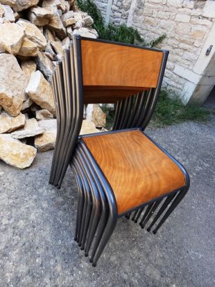 Meuble Métier Vintage Industriel 8 Chaises Ecole Métal Fuseau bois MULLCA 510