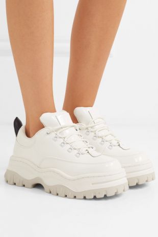 Angel glossed leather platform sneakers