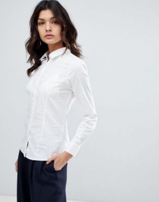 Chemise à manches longues en coton stretch at asos.com