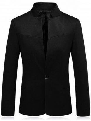 Blazer Maigre Ajusté avec Un Bouton à Col Debout - Rosegal