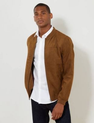Bomber zippé en suédine