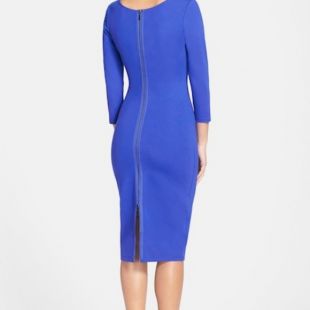 Felicity & Coco Blue Midi Sheath with Back Zipper