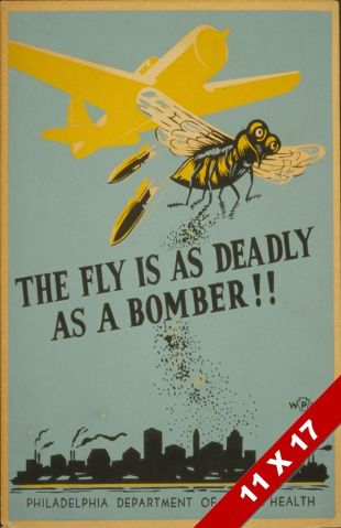 VINTAGE AMERICAN INSECT FLY DISEASE DEADLY AS BOMBER WWII POSTER WPA ART PRINT  | eBay