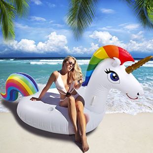 YI KUA JING Bouée Licorne - Licorne Gonflable,Bouees Gonflable Piscine,Matelas Gonflable Piscine,Bouee Licorne Enfant,Bouee Gonflable Avec Des Valves Rapides Spéciales pour Enfant et Adulte (Unicorn)