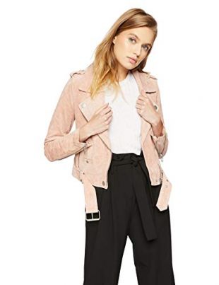 [BLANKNYC] Women's Suede Moto Jacket Outerwear, Candy Crush, XS