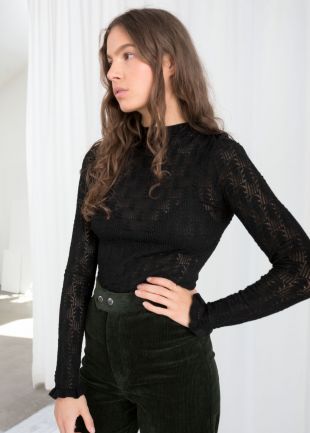 Eyelet Knit Top - Black - Sweaters - & Other Stories