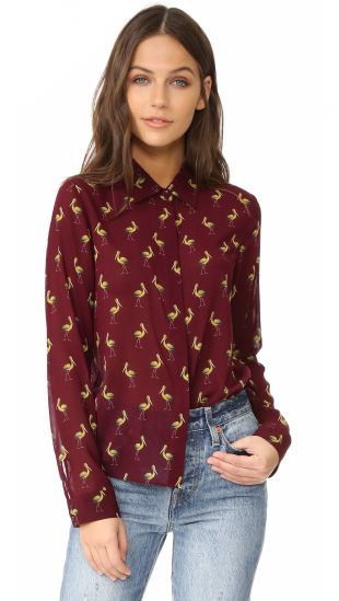 alice + olivia Willa Placket Top | SHOPBOP