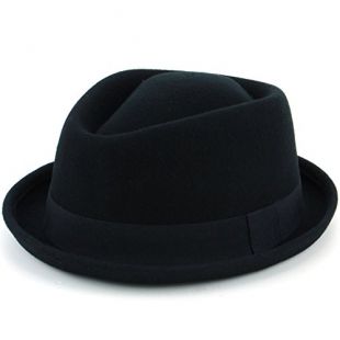 Hawkins - Hawkins Laine Strass Couronne Porkpie Chapeau - Noir, 58cm