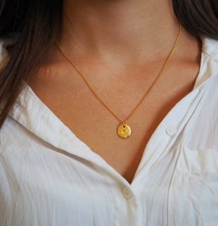Pendentif pièce d’or | Délicat collier en or | Délicat collier | Collier en or tous les jours cercle | Collier breloque en or | Collier minimaliste