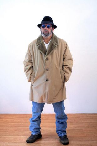 Manteau Long Vintage Homme John G Hardy - Taille XL - Laine Taupe - Années 60 UK