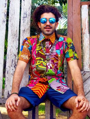 Coloris Me Crazy / / chemise pour hommes / / Patchwork recyclé / / Festival de chemise / / chemise d’été / / chemise colorée / / Hawaiian chemise / / Bright haut