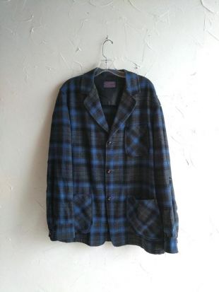 Chemise à manches longues Vintage en laine Pendleton Blazer femmes 90 s Blazer bleu noir à carreaux Long chemisier chemise veste col Original authentique