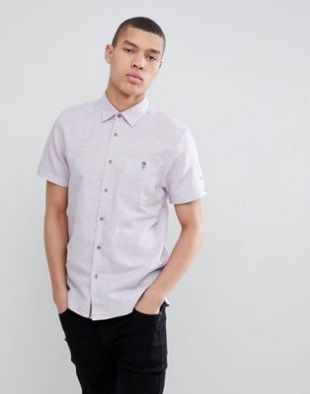 Ted Baker Chemise ajustée en lin à manches courtes Lilas