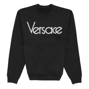 Black cotton logo sweatshirt by Versace
