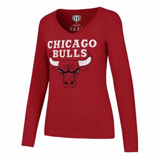 OTS NBA Chicago Bulls Women's Rival Long Sleeve Tee, Distressed Logo, Small