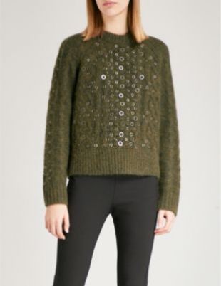 RAG & BONE Jemima embellished wool, alpaca and linen blend sweater
