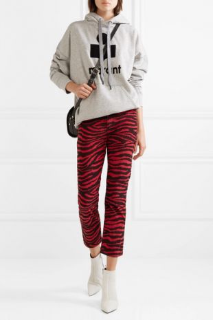 Pantalon skinny raccourci en velours côtelé à imprimé zèbre Apolo