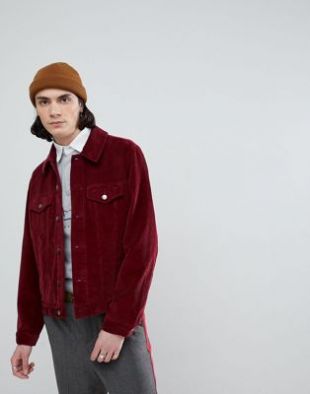 Veste style western en velours côtelé   Bordeaux
