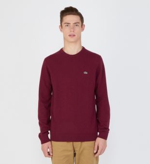 Pull droit en laine vierge unie Lacoste