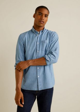 Regular fit cotton chambray shirt    Men | MANGO Man United Kingdom