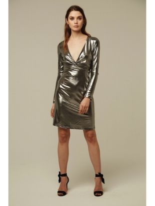 Robe argente manches longues