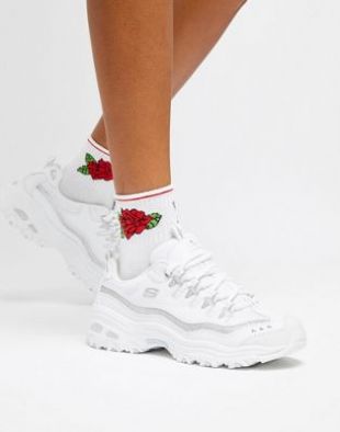 Skechers D'Lites white sneakers at asos.com
