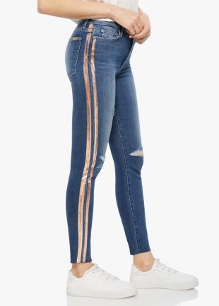 Joe's - Joe's Charlie Metallic Striped Ankle Jeans