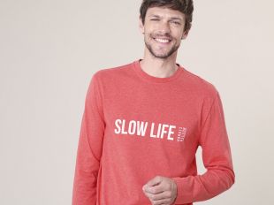Tee shirt manches longues vermillon chiné
