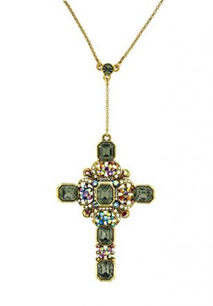 Butler and Wilson Vintage Crystal Cross Pendant Chain - Gold