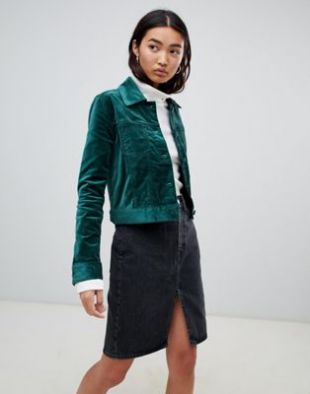 Veste camionneur en velours   Vert foncé