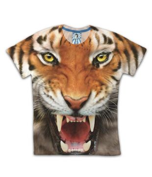 Tigre Face Funky Cool drôle stylisme partout dans T shirt imprimé Monkey Business