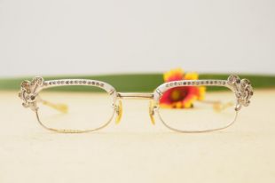Vintage Cat Eye lunettes des années 1960 demi trame Cateye/Rockabilly/pin up/cadres/par Gaspari 12kgf avec strass argenté